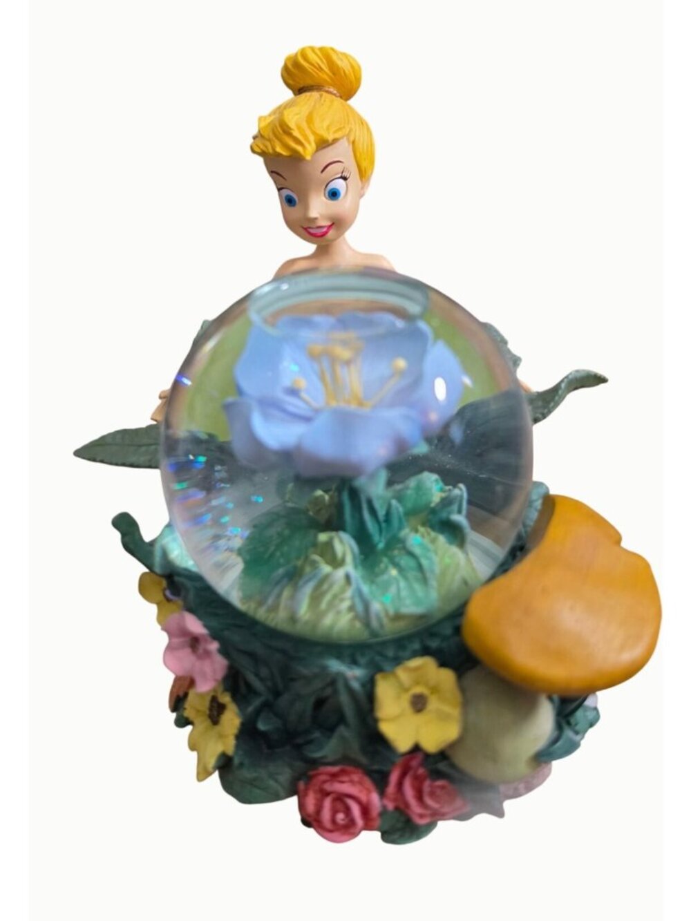 Disney 2003 Tinker Bell Flower Garden Musical Snow Globe You Can Fly No Wings